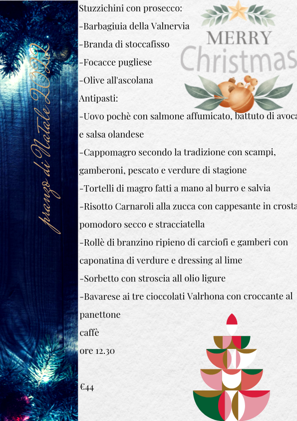 Pranzo di Natale 2022 al ristorante le Trote di Dolceacqua
